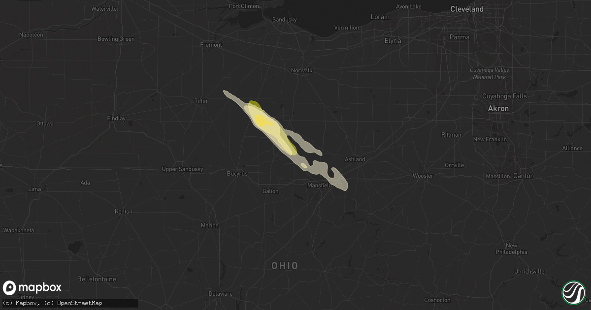 Hail map in Shelby, OH on May 7, 2016