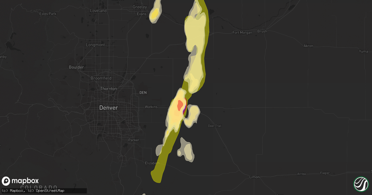 Hail map in Strasburg, CO on May 7, 2016