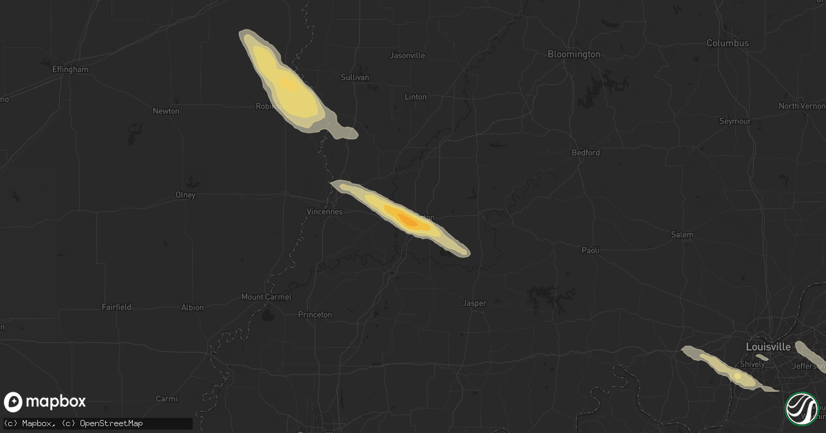 Hail map in Washington, IN on May 7, 2016