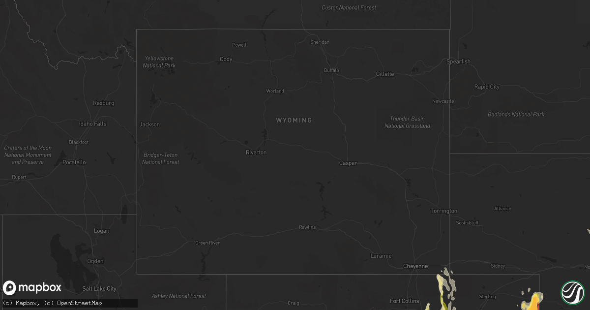 Hail map in Wyoming on May 7, 2016
