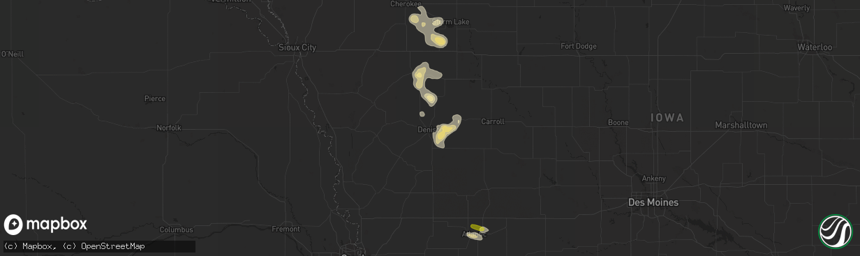 Hail map in Denison, IA on May 7, 2017