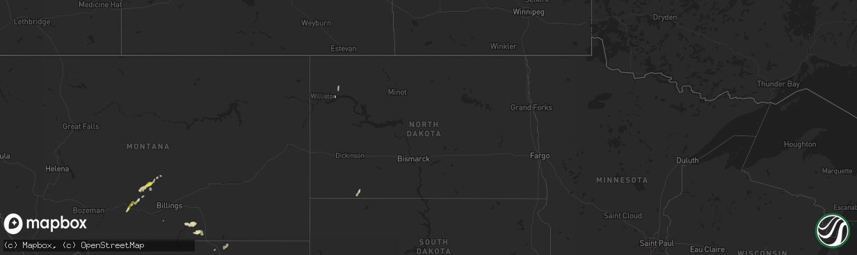 Hail map in North Dakota on May 7, 2017