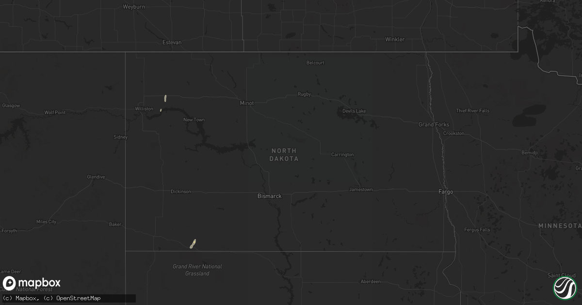 Hail map in North Dakota on May 7, 2017