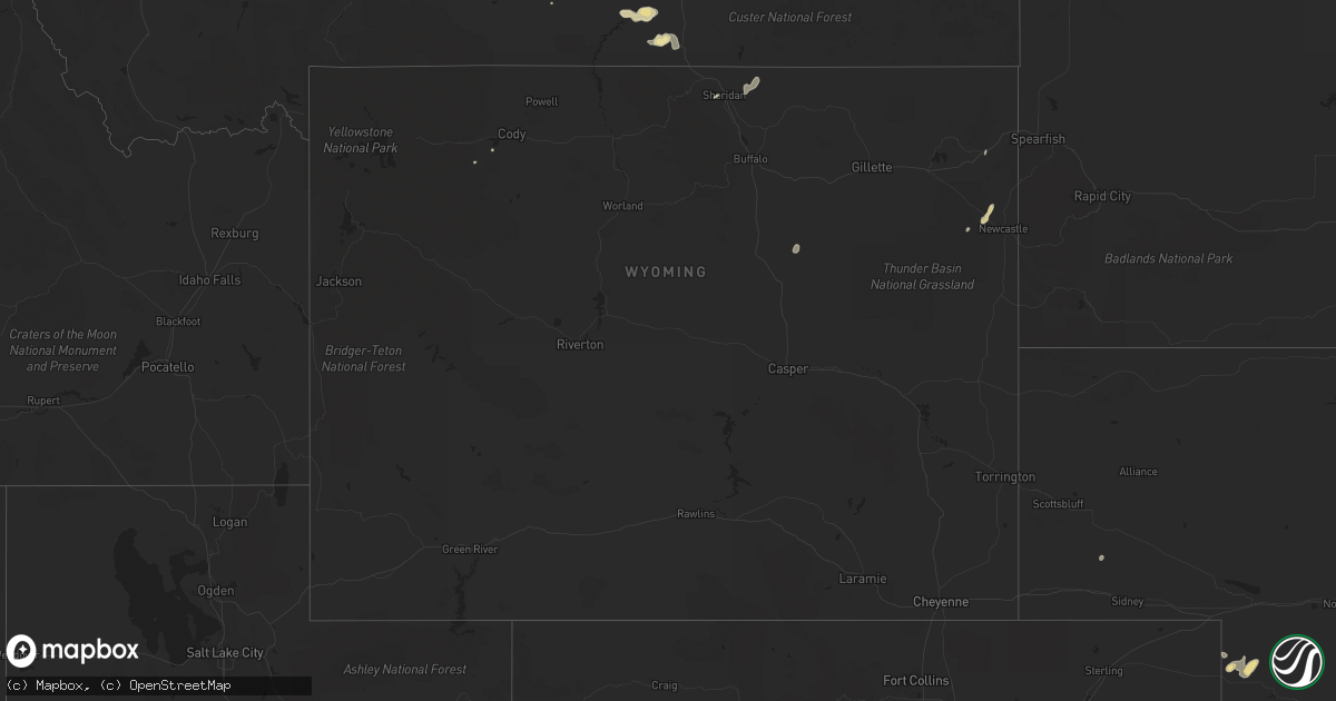 Hail map in Wyoming on May 7, 2017