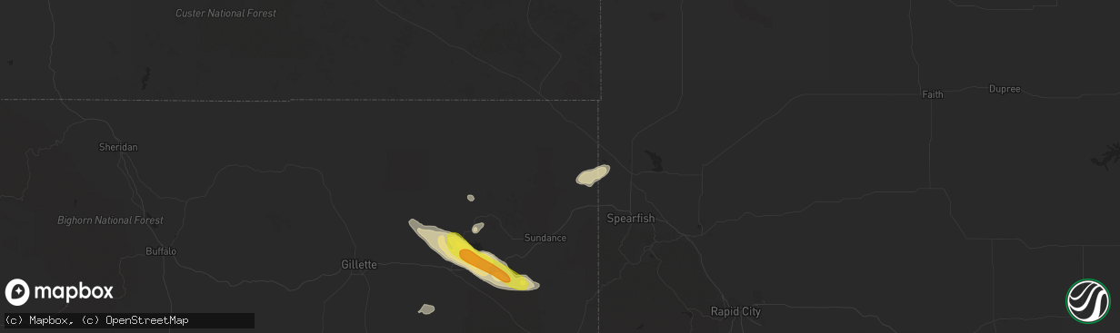 Hail map in Aladdin, WY on May 7, 2018