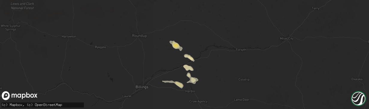 Hail map in Custer, MT on May 7, 2018