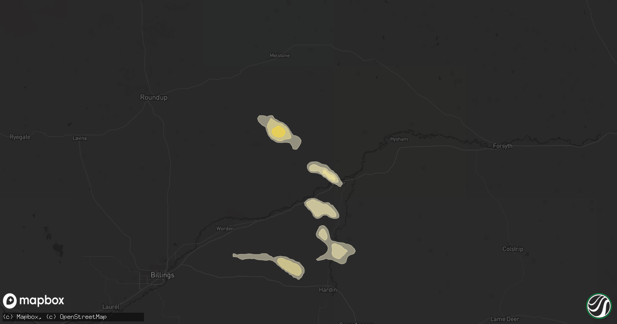 Hail map in Custer, MT on May 7, 2018