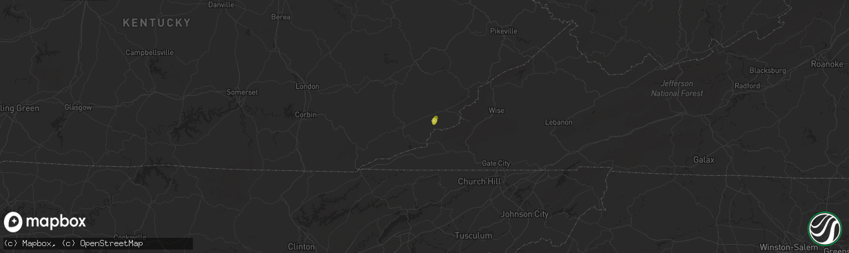 Hail map in Evarts, KY on May 7, 2018