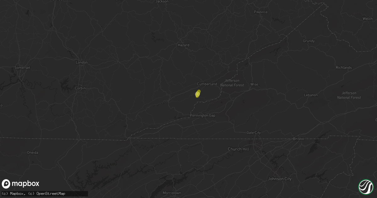 Hail map in Evarts, KY on May 7, 2018