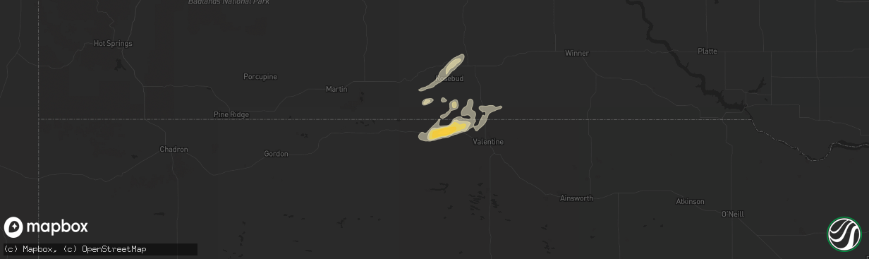 Hail map in Kilgore, NE on May 7, 2018