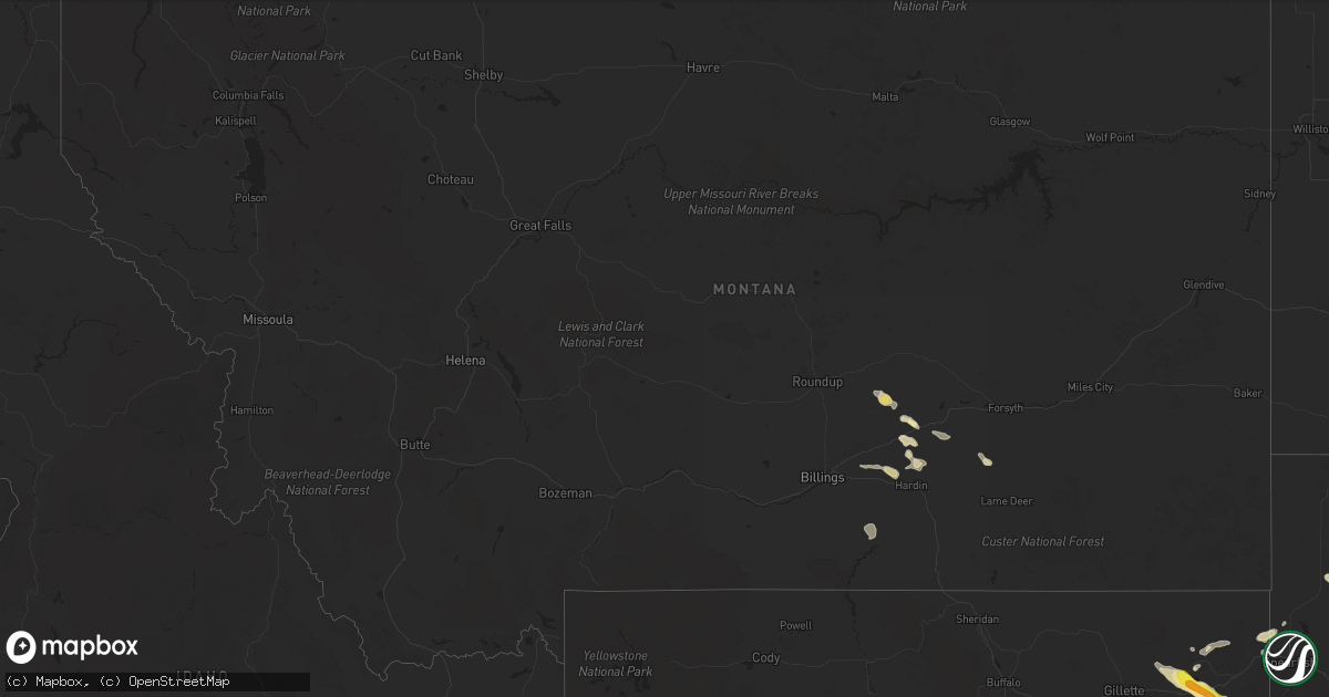 Hail map in Montana on May 7, 2018