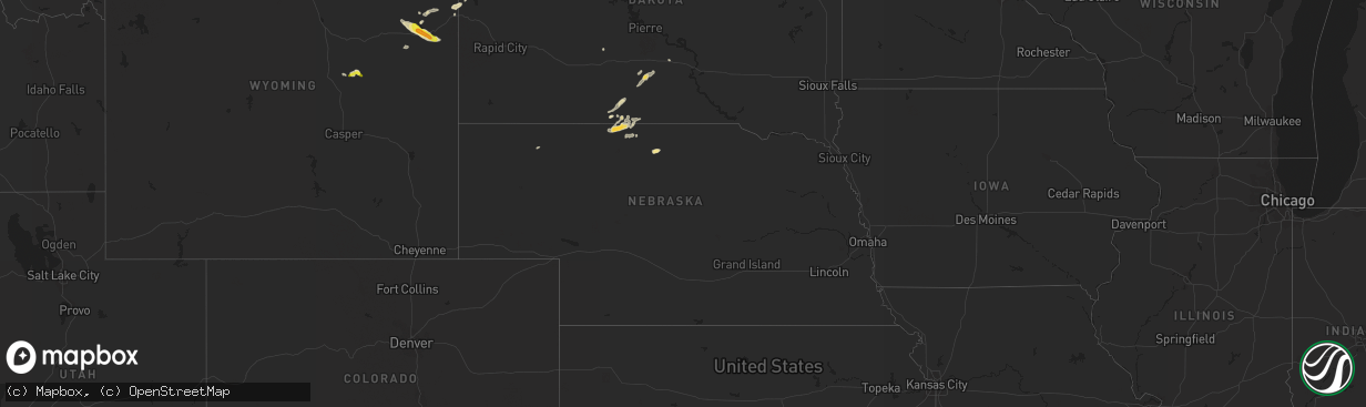 Hail map in Nebraska on May 7, 2018