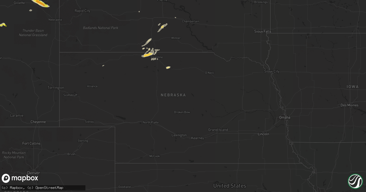 Hail map in Nebraska on May 7, 2018