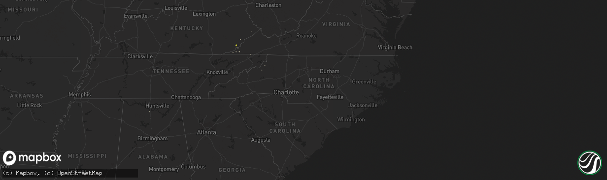 Hail map in North Carolina on May 7, 2018