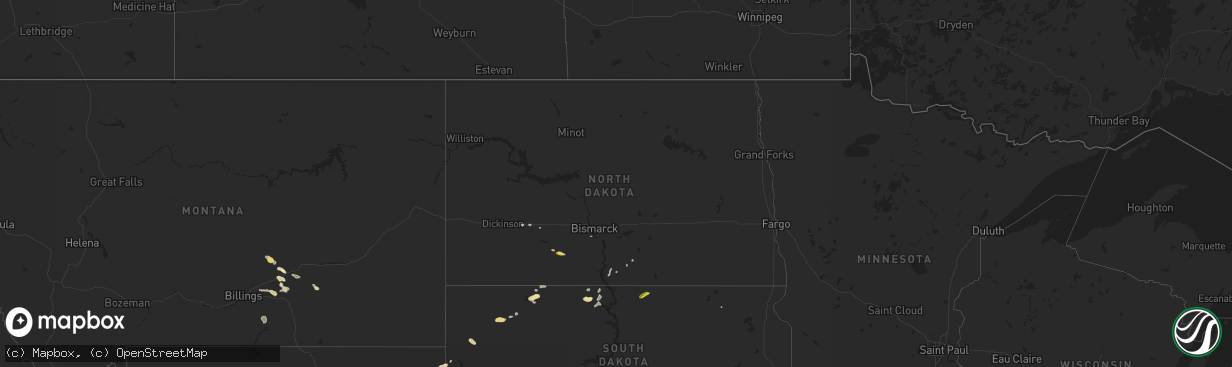 Hail map in North Dakota on May 7, 2018