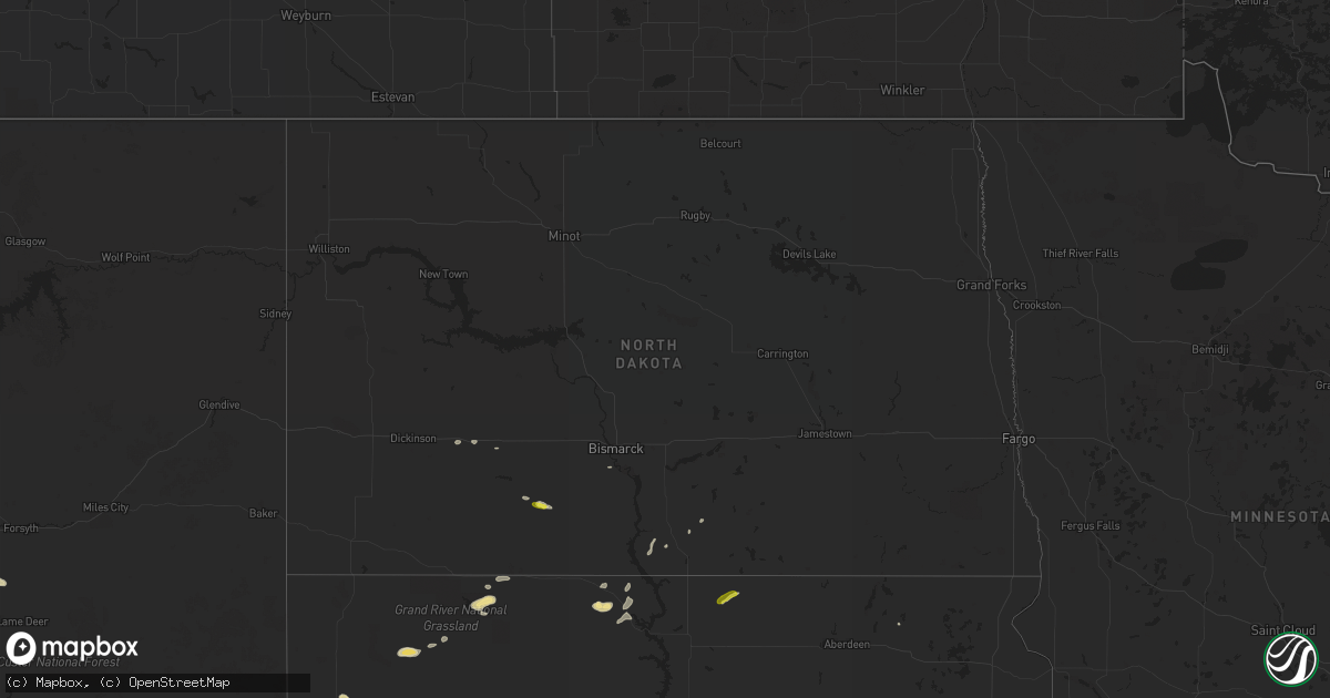 Hail map in North Dakota on May 7, 2018