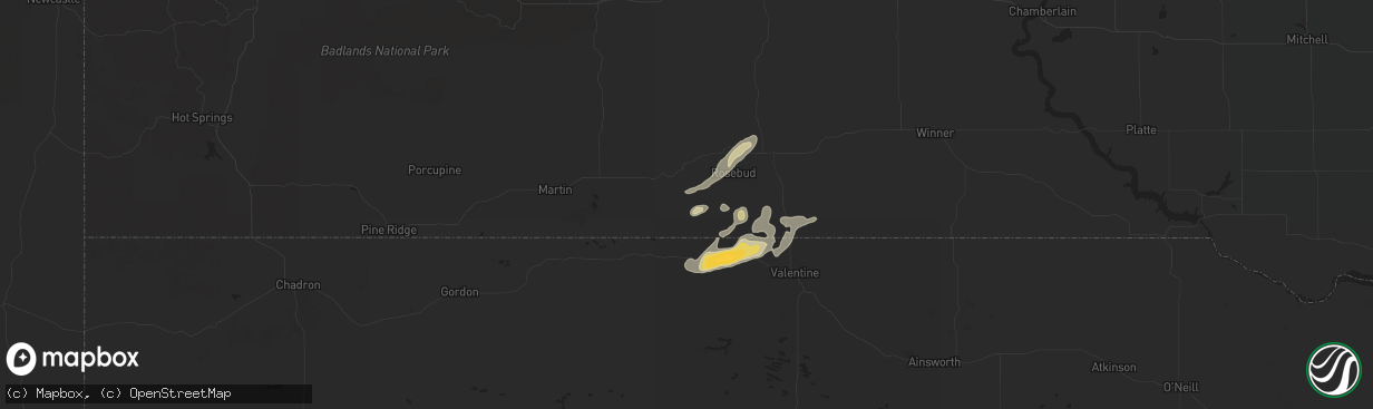 Hail map in Saint Francis, SD on May 7, 2018