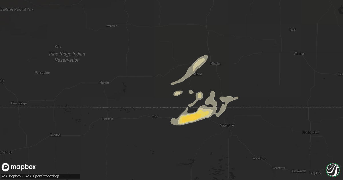 Hail map in Saint Francis, SD on May 7, 2018