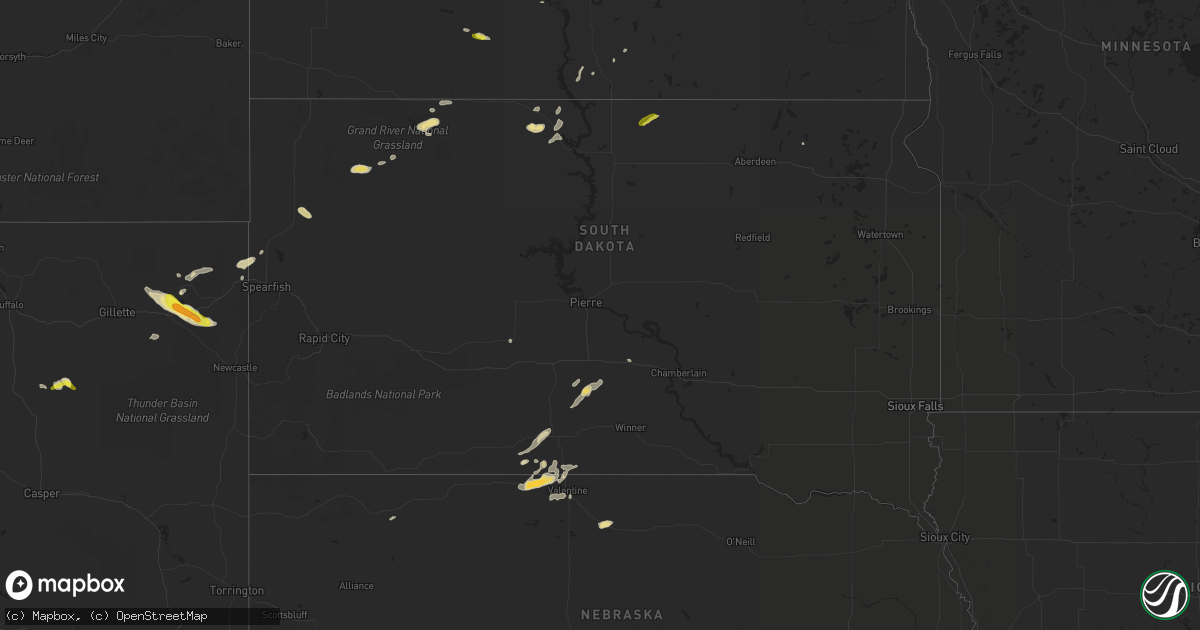 Hail map in South Dakota on May 7, 2018