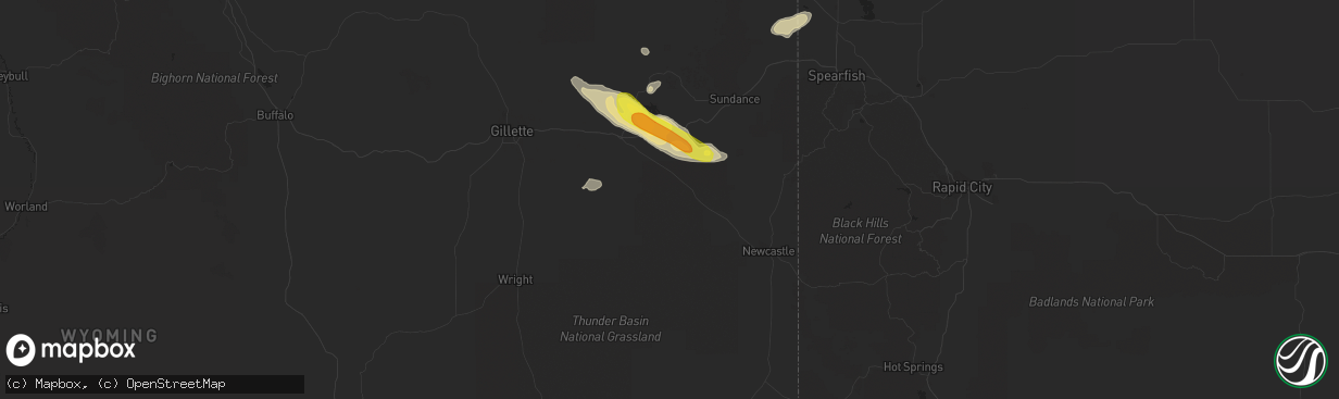 Hail map in Upton, WY on May 7, 2018