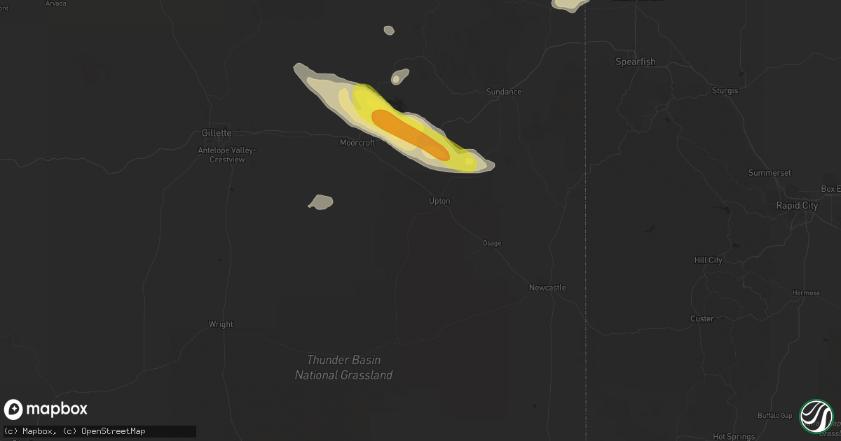 Hail map in Upton, WY on May 7, 2018