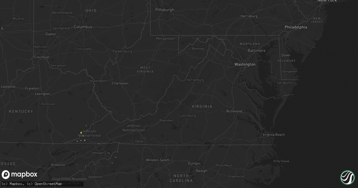 Hail map in Virginia on May 7, 2018
