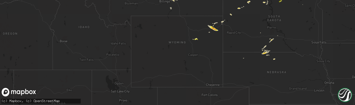 Hail map in Wyoming on May 7, 2018