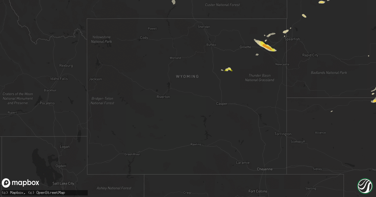 Hail map in Wyoming on May 7, 2018