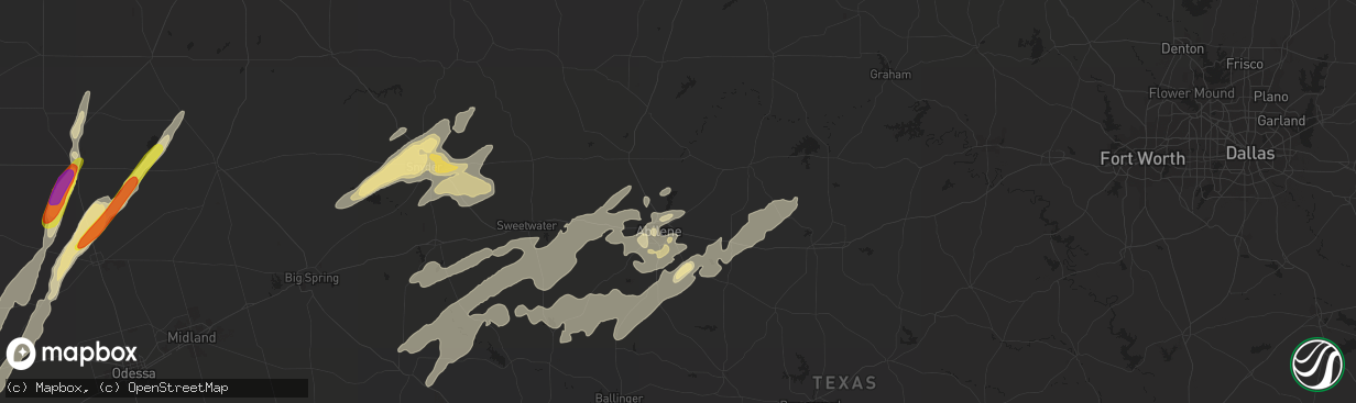 Hail map in Abilene, TX on May 7, 2019