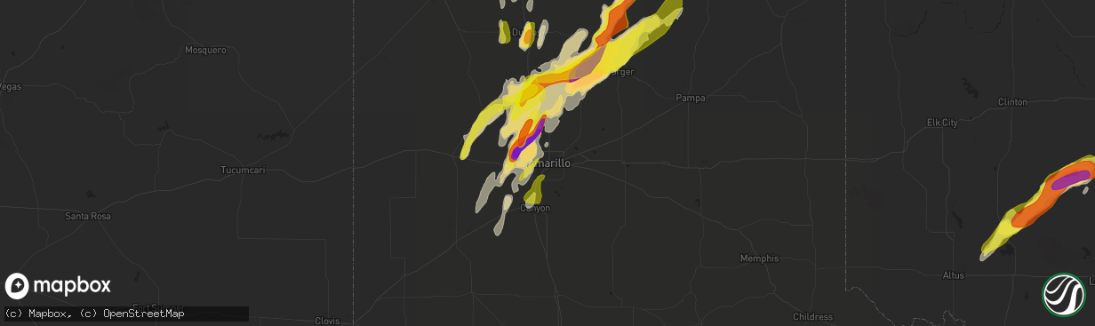 Hail map in Amarillo, TX on May 7, 2019