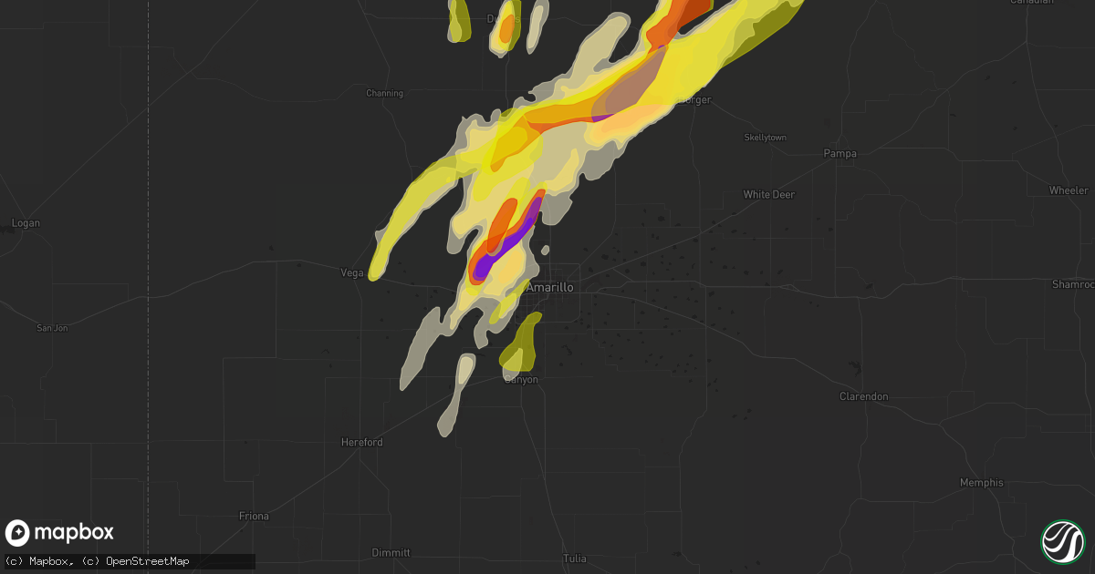 Hail map in Amarillo, TX on May 7, 2019