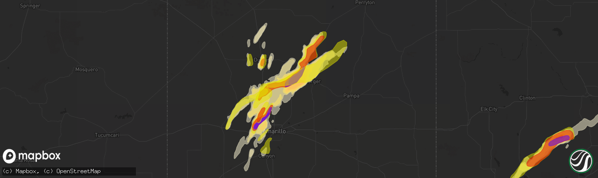 Hail map in Fritch, TX on May 7, 2019