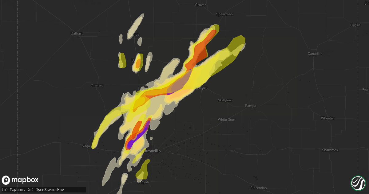 Hail map in Fritch, TX on May 7, 2019