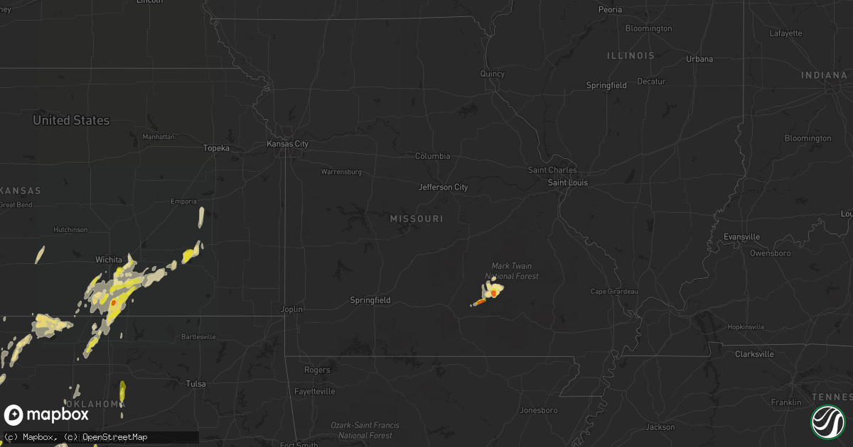 Hail map in Missouri on May 7, 2019