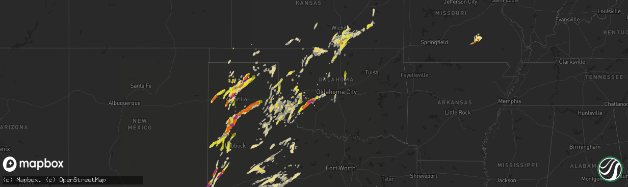 Hail map in Oklahoma on May 7, 2019