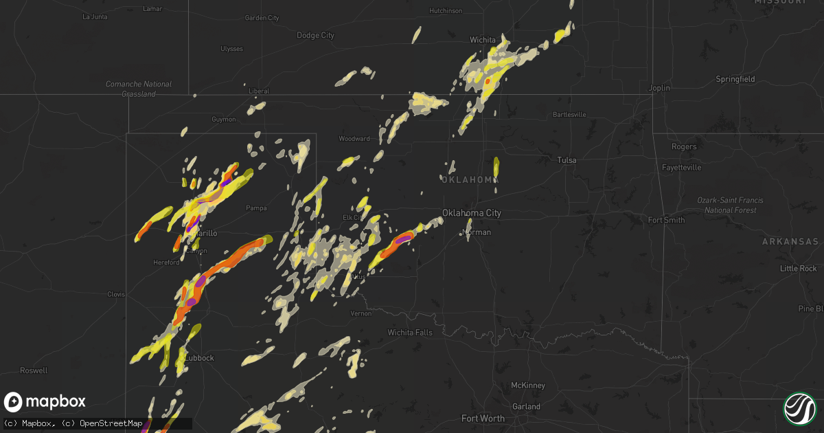 Hail map in Oklahoma on May 7, 2019