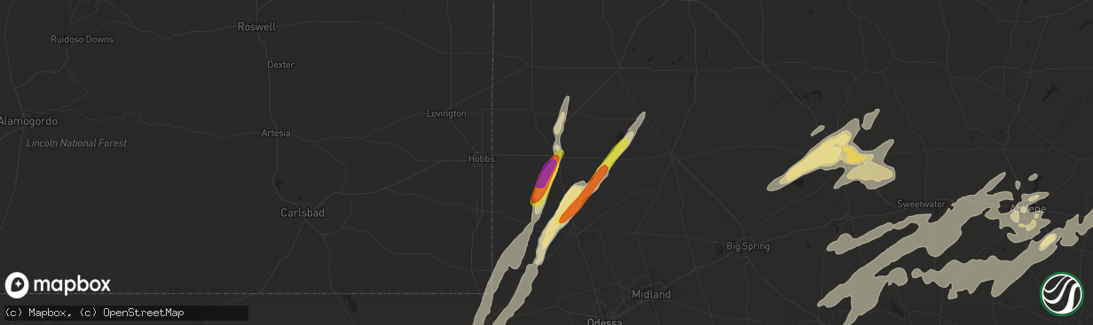 Hail map in Seminole, TX on May 7, 2019