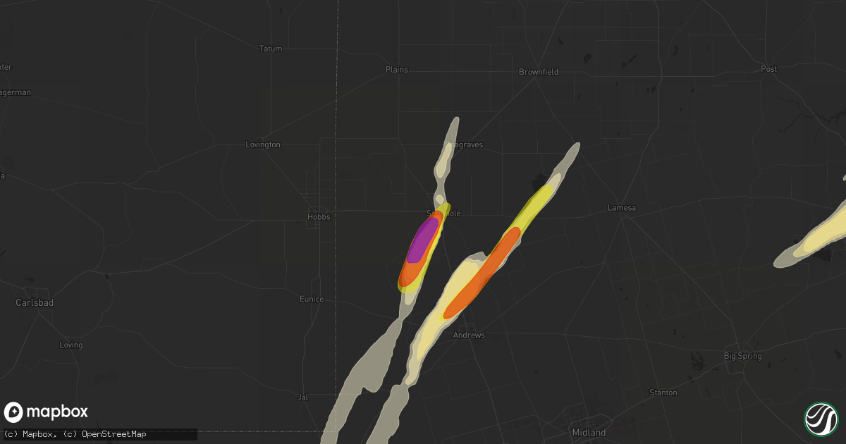 Hail map in Seminole, TX on May 7, 2019