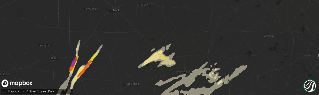 Hail map in Snyder, TX on May 7, 2019