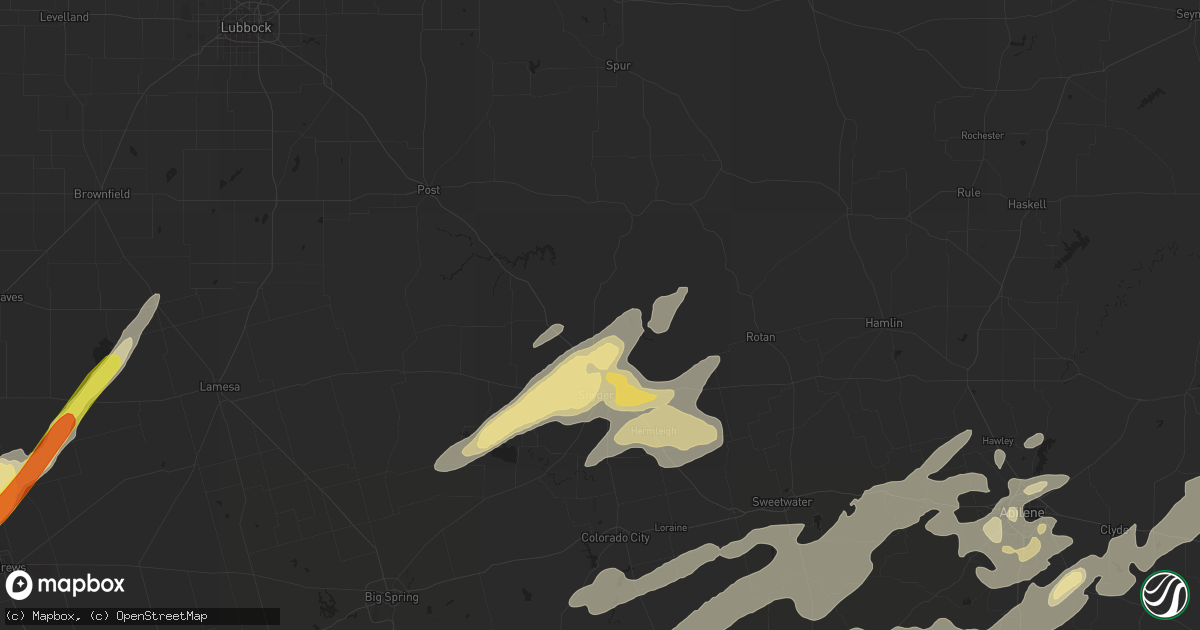 Hail map in Snyder, TX on May 7, 2019