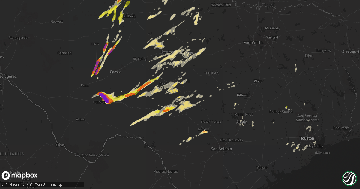 Hail map in Texas on May 7, 2019