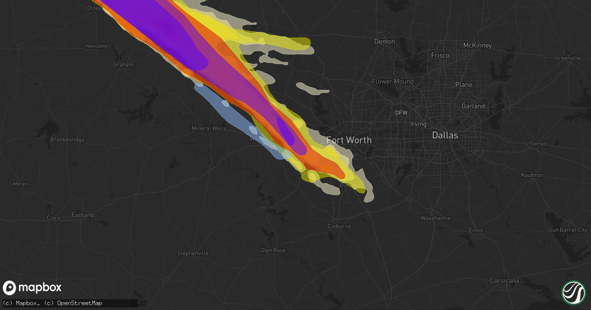 Hail map in Aledo, TX on May 7, 2020