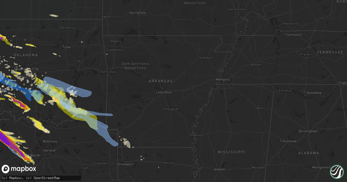 Hail map in Arkansas on May 7, 2020