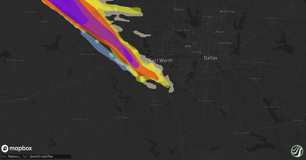 Hail map in Crowley, TX on May 7, 2020