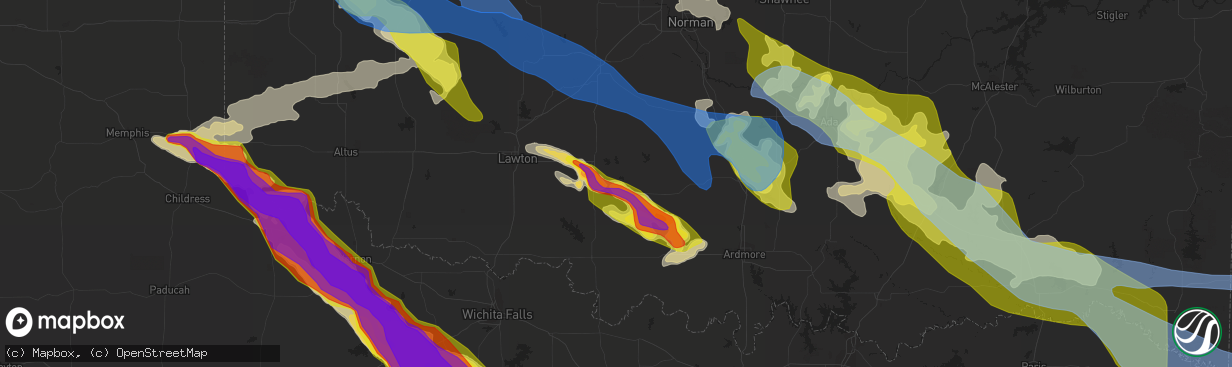 Hail map in Duncan, OK on May 7, 2020