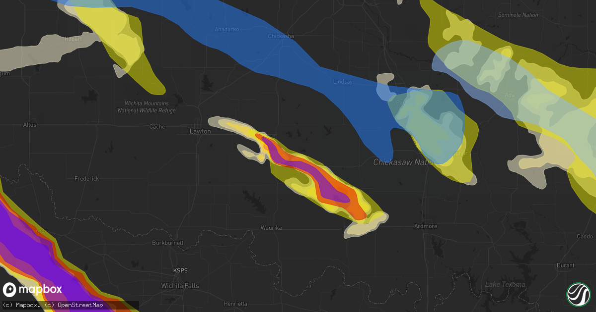 Hail map in Duncan, OK on May 7, 2020