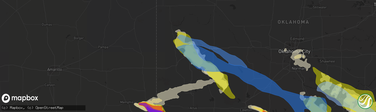 Hail map in Elk City, OK on May 7, 2020