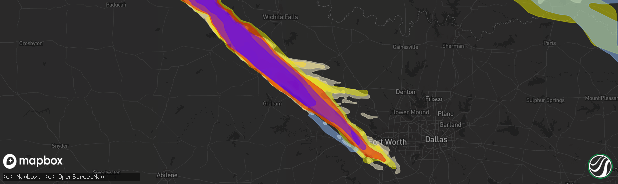 Hail map in Jacksboro, TX on May 7, 2020