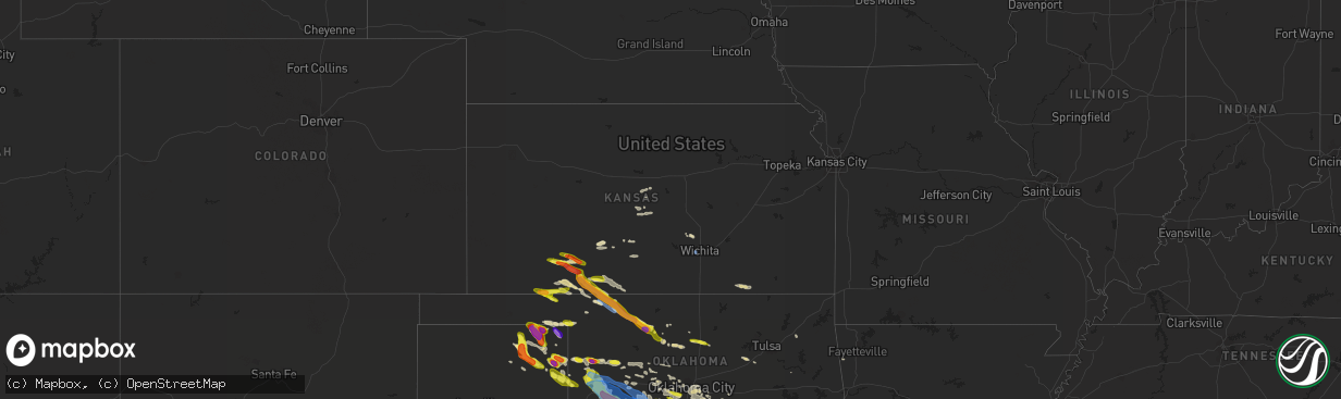 Hail map in Kansas on May 7, 2020