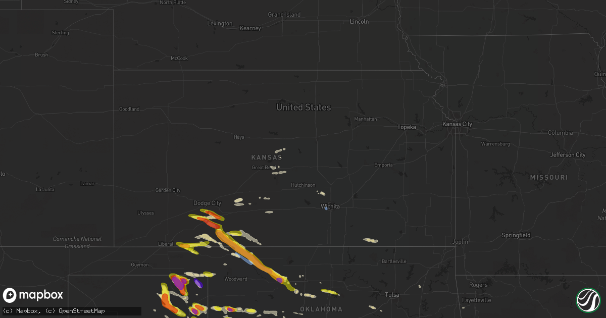 Hail map in Kansas on May 7, 2020